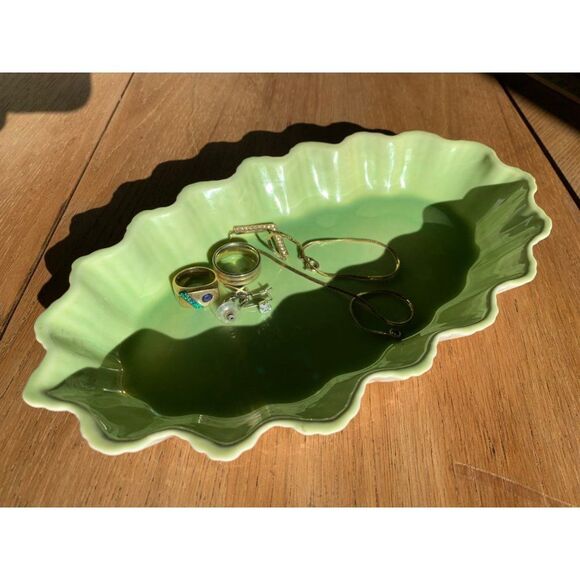 Midcentury Vintage Ceramic 10" Dish Celadon Green - Picture 1 of 3